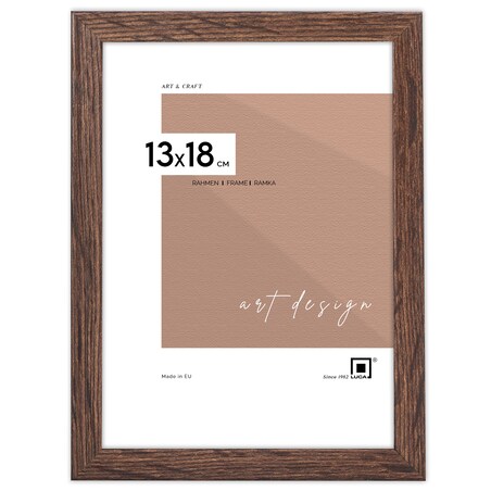 Ramka na zdjęcia 13x18 cm brązowa ciemna rama MDF z plexi do postawienia powieszenia klasyczna ramka
