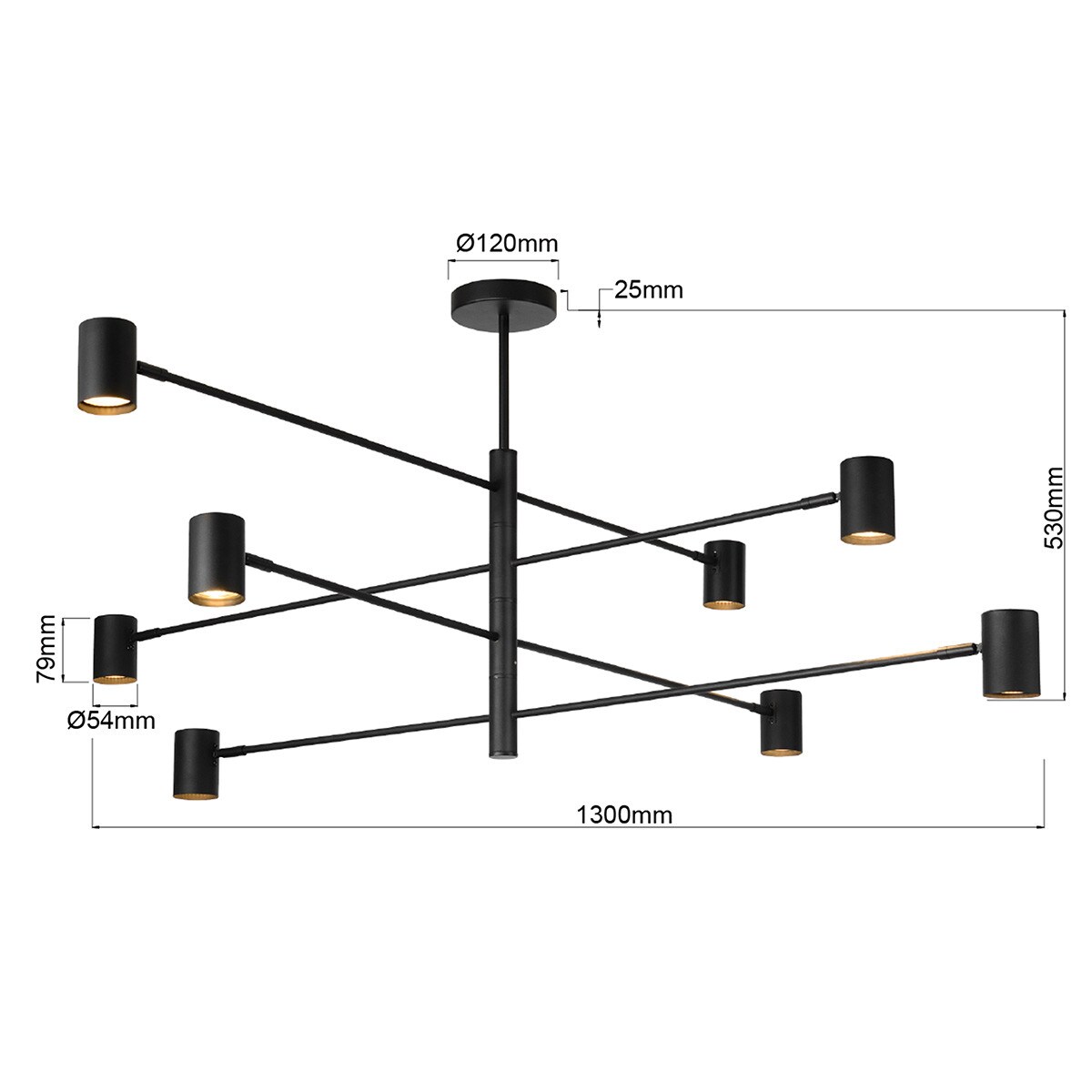 Lampa wisząca Light Prestige Snow czarny 8 x GU10 1 szt.