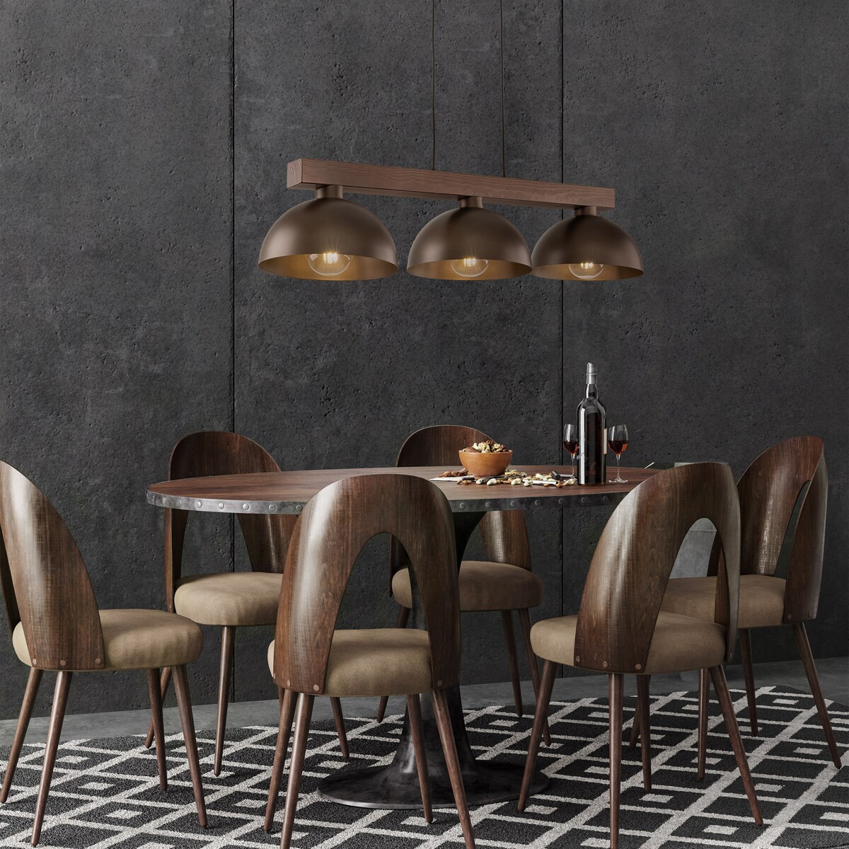 Lampa wisząca TK Lighting OSLO BROWN 6299 3xE27 metal drewno regulowana industrialna