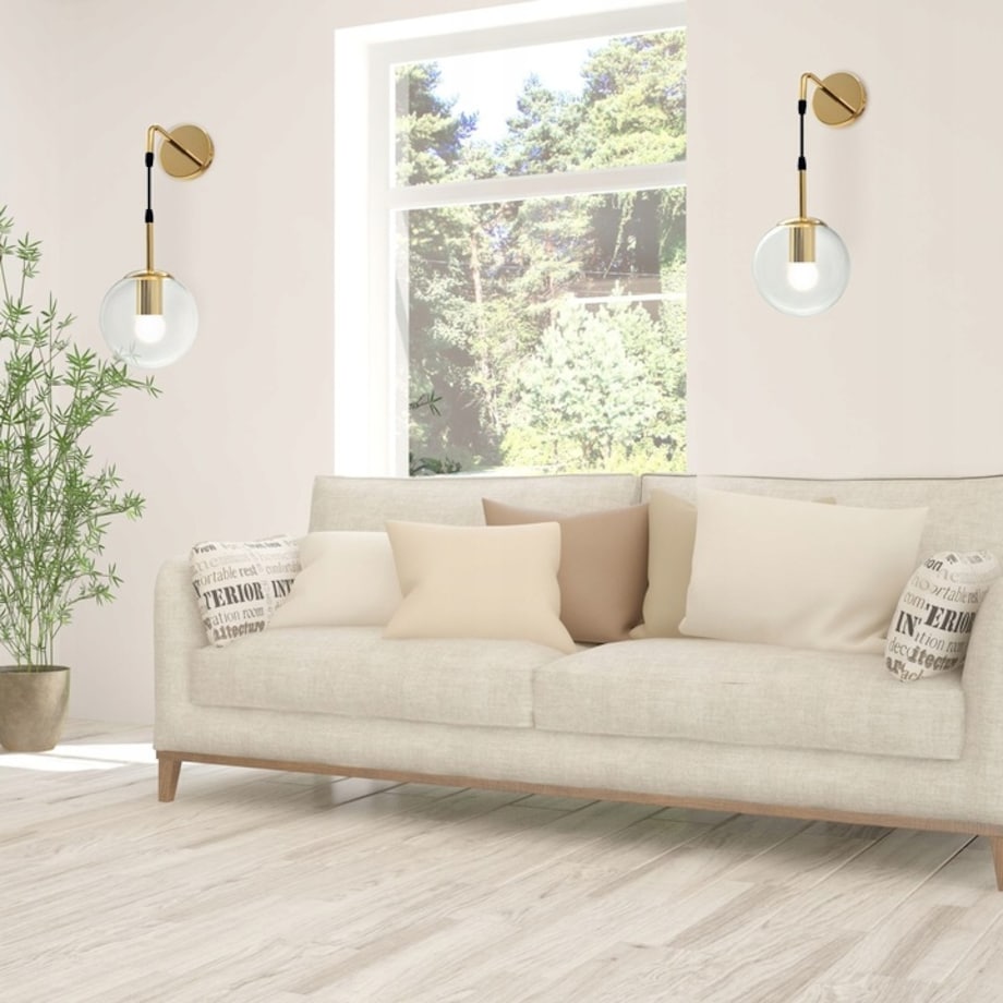 Lampa Ścienna Kinkiet Szklany Gold Glamour Gold