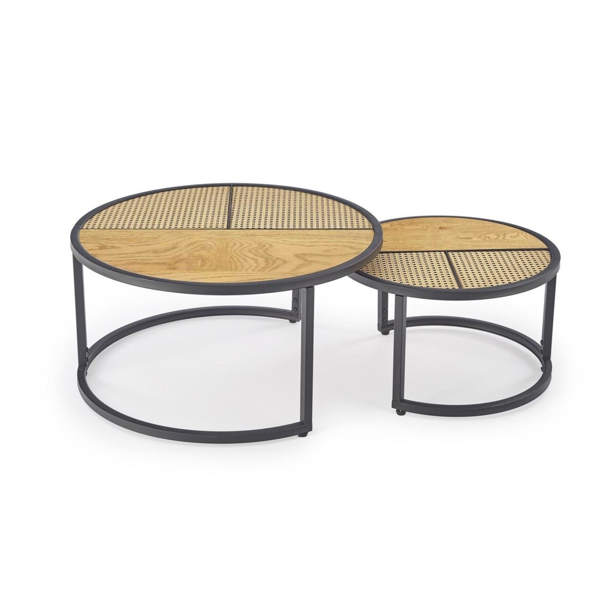 ZESTAW 2 STOLIKÓW Namiga RATTAN I METAL 70/36 i 50/30 cm