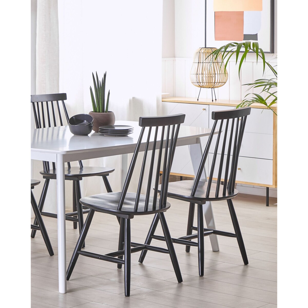 Zestaw 2 krzeseł do jadalni drewniany czarny BURBANK