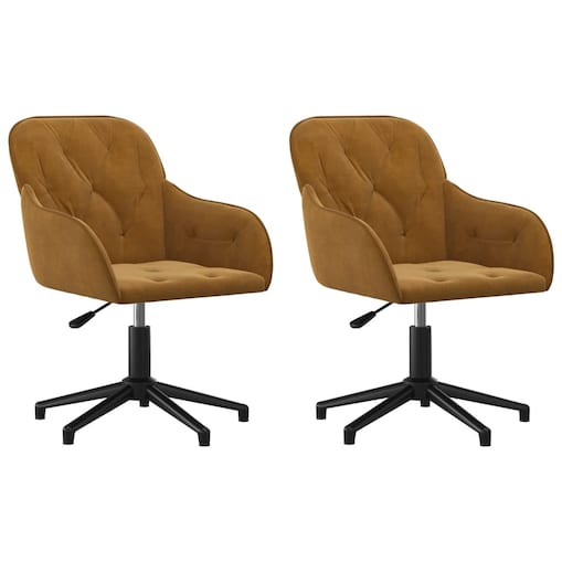 vidaXL Obrotowe krzesła stołowe, 2 szt., brązowe, aksamitne