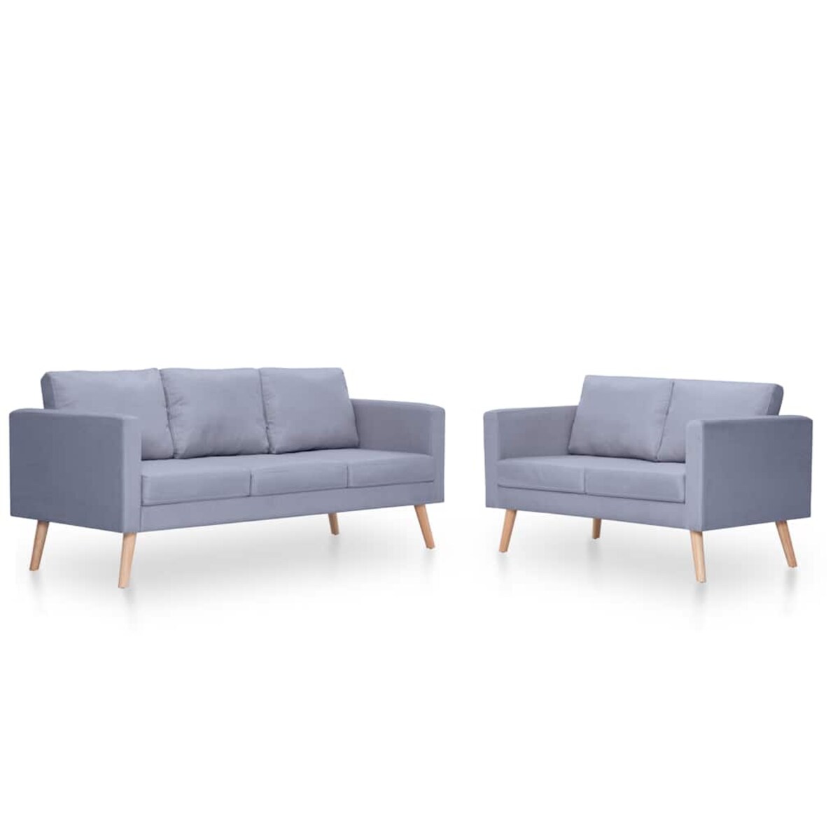 vidaXL Zestaw sof: 2-osobowa i 3-osobowa, materiałowe, jasnoszare