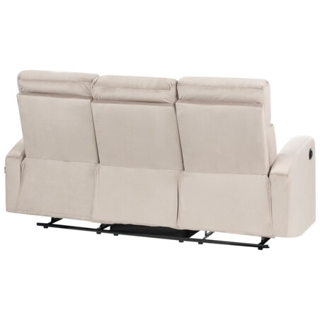 Sofa z elektryczną funkcją relaksu VERDAL Welur Beżowoszary dla 3 osób