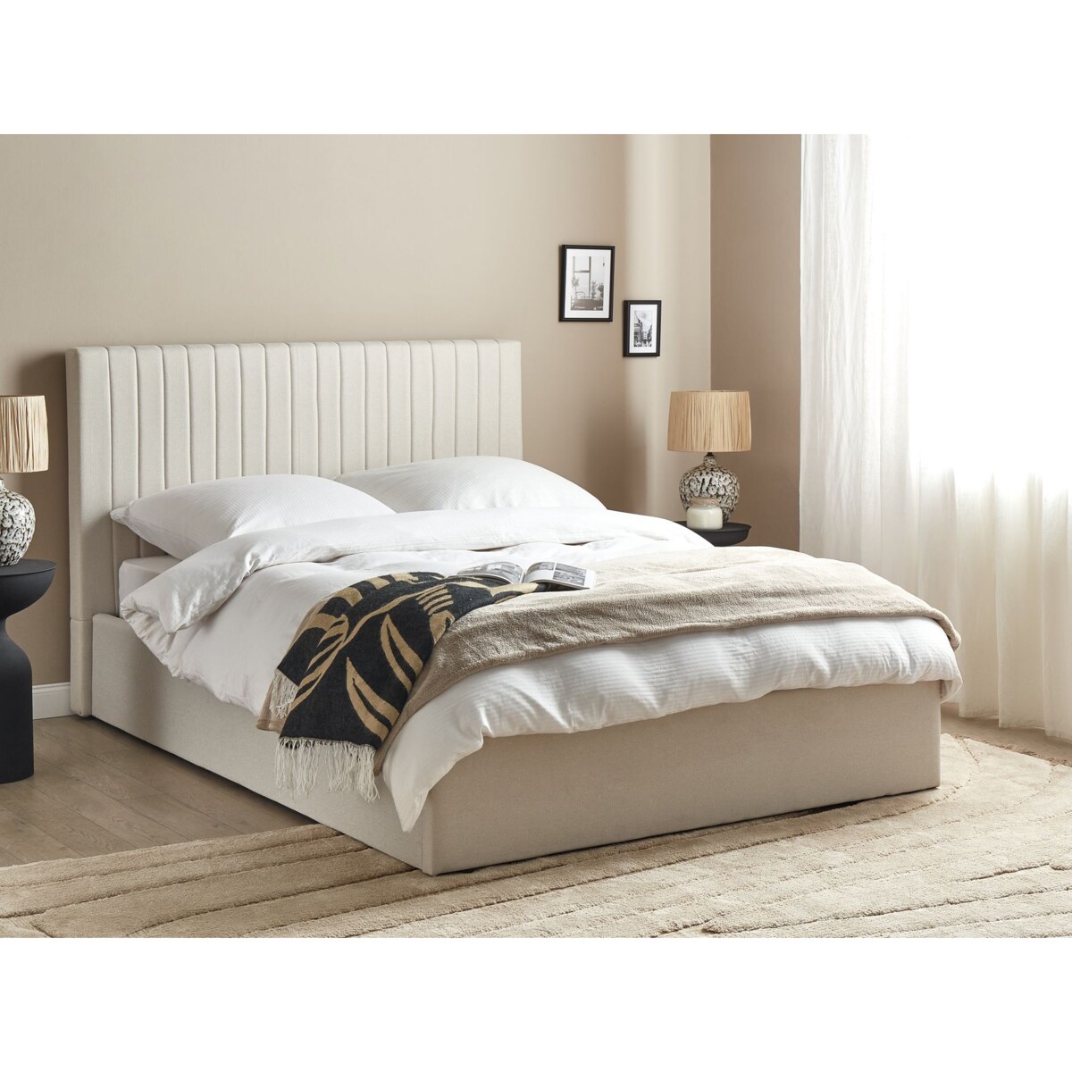 Łóżko z pojemnikiem VION 140 x 200 cm Beżowy