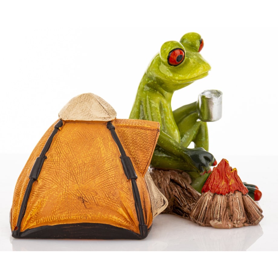 Figurka - żaba na kempingu 9,5x16x12 cm FROGG na biwaku