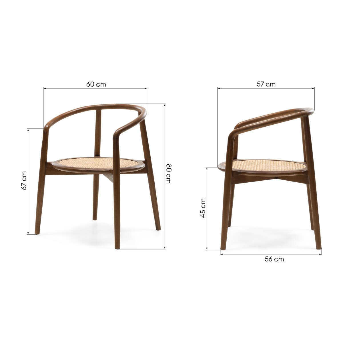 Krzesło drewniane CHARLOTTA 80x60x57 cm orzech zaokrąglone