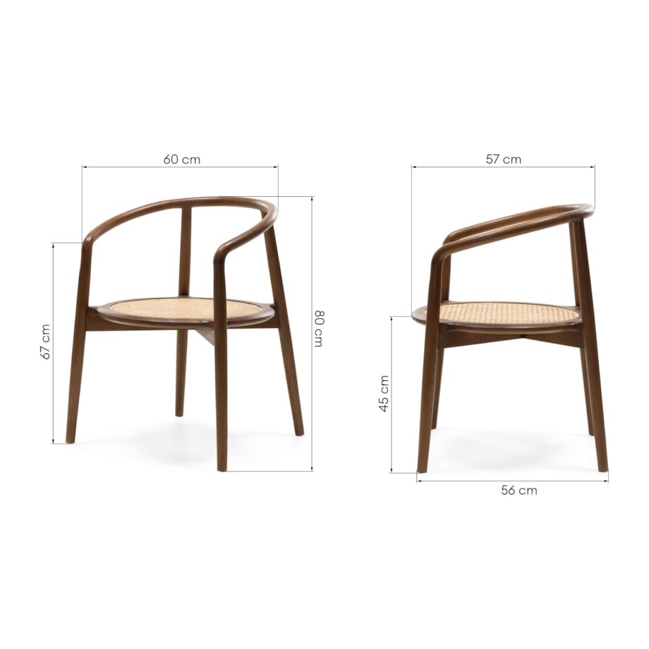 Krzesło drewniane CHARLOTTA 80x60x57 cm orzech zaokrąglone