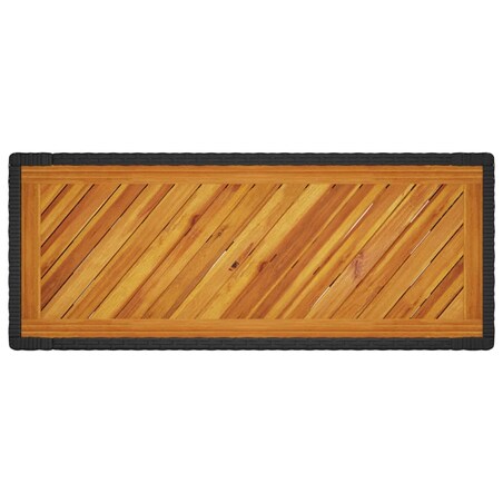 vidaXL Stolik ogrodowy z drewnianym blatem, czarny, 100x40x75 cm