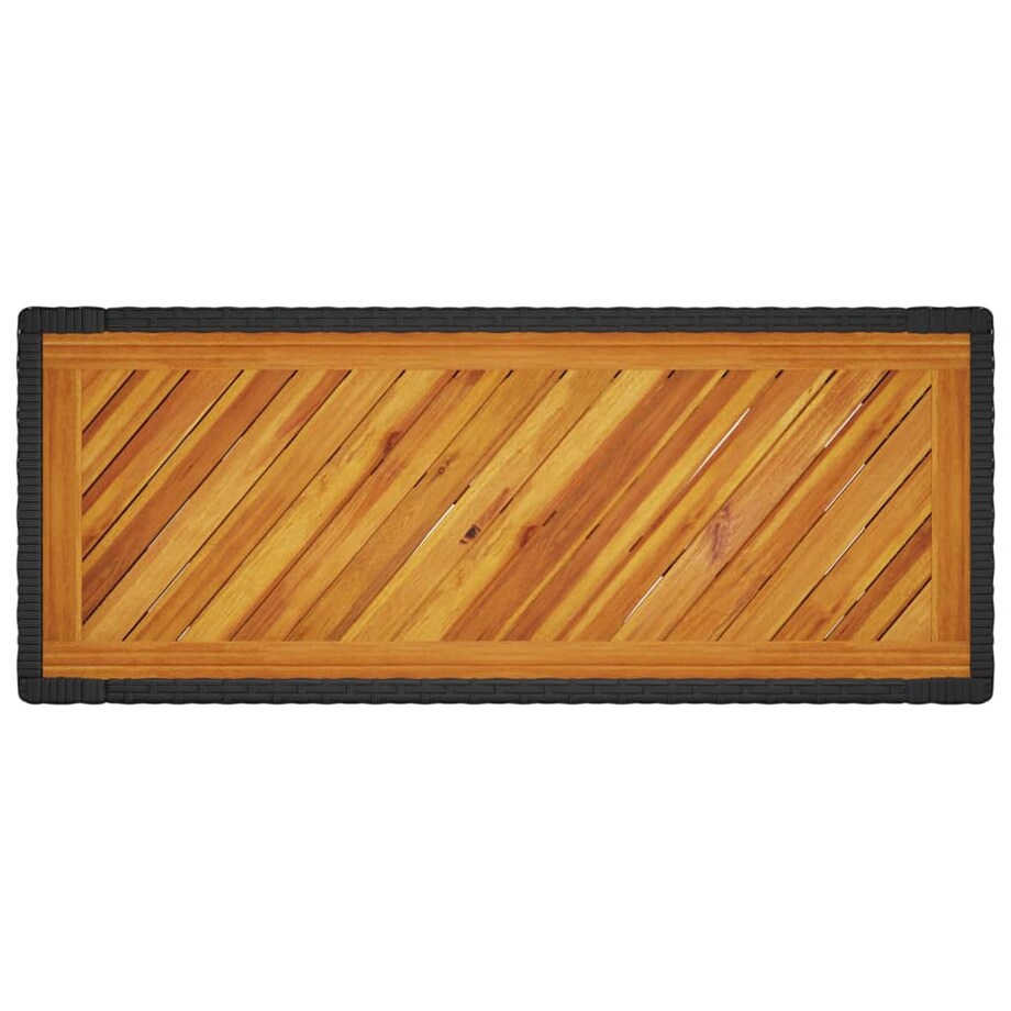 vidaXL Stolik ogrodowy z drewnianym blatem, czarny, 100x40x75 cm