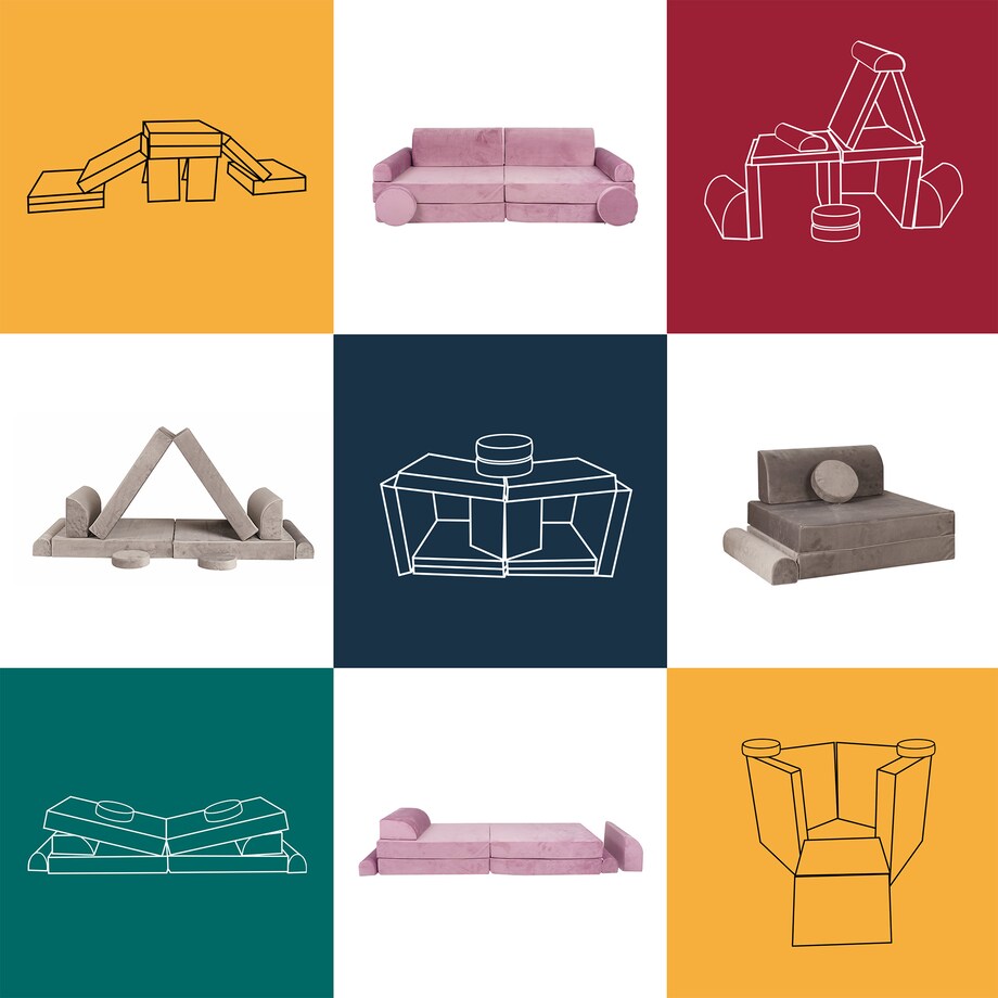 Sofa dla Dzieci Velvet, Szara