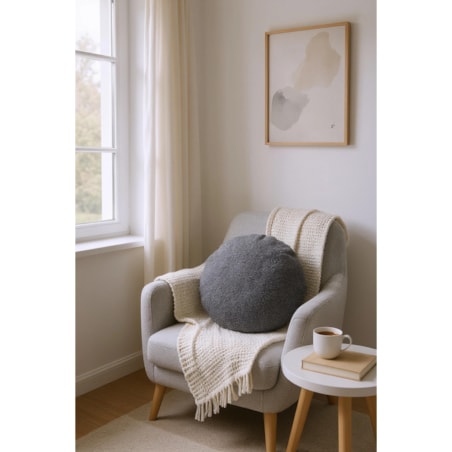 Okrągła ciemnoszara poduszka dekoracyjna 45 cm Ronda