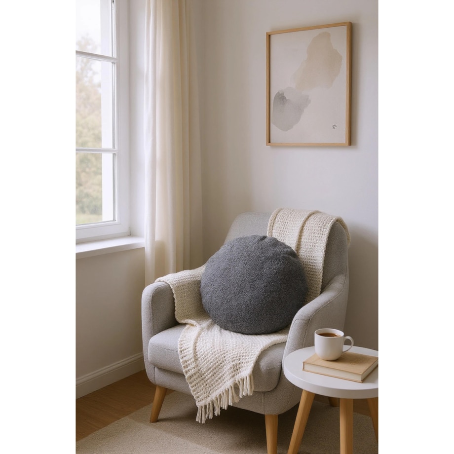 Okrągła ciemnoszara poduszka dekoracyjna 45 cm Ronda