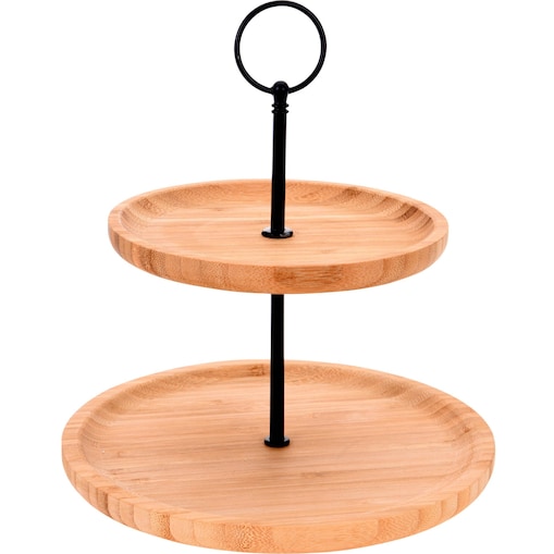 Patera do serwowania przekąsek, 2 poziomy, bambusowa