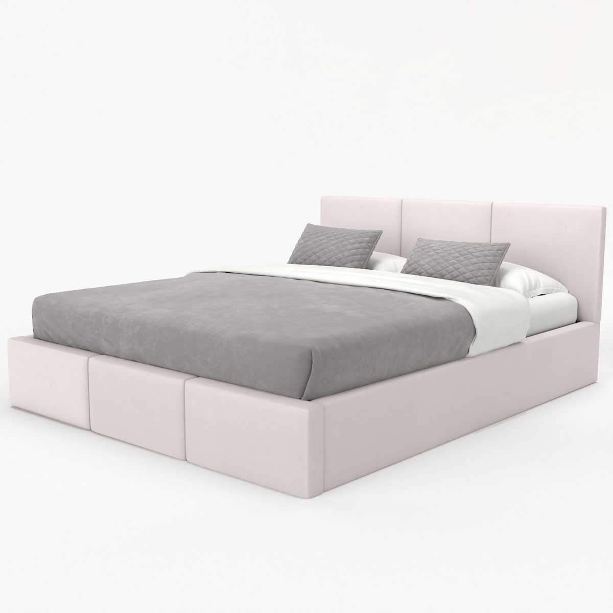 ŁÓŻKO TAPICEROWANE 160x200 ŁÓŻKO PODWÓJNE Z POJEMNIKIEM KREMOWE