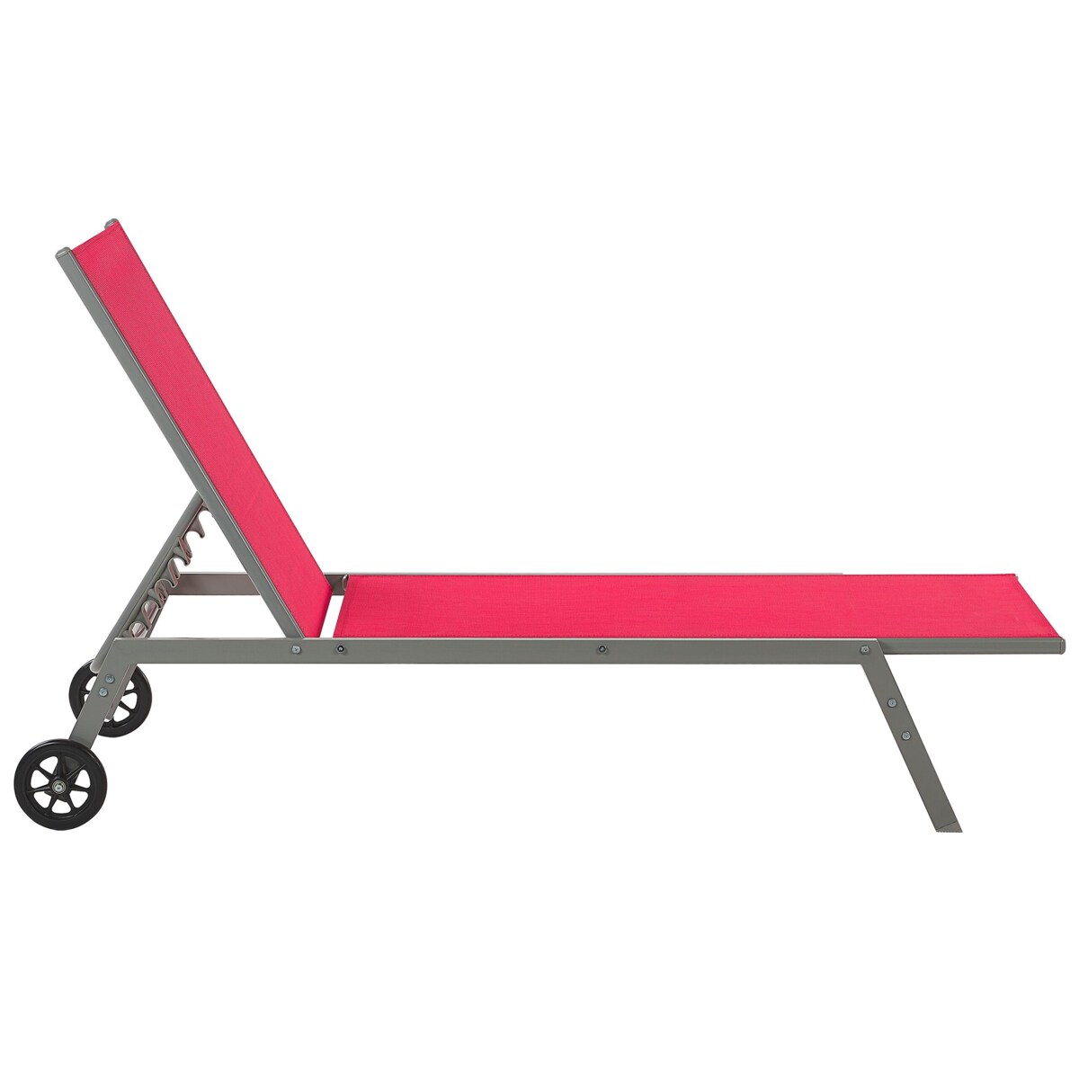 Leżak ogrodowy na kółkach czerwony LEVANZO