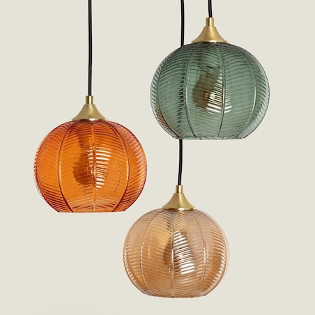 Lampa wisząca potrójna ze szklanymi kloszami Climt