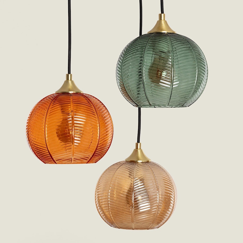 Lampa wisząca potrójna ze szklanymi kloszami Climt