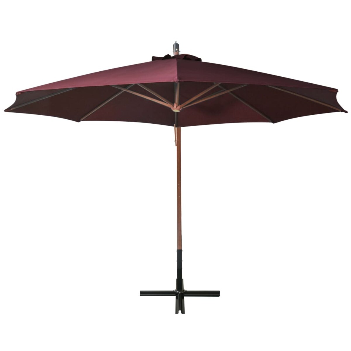 vidaXL Parasol ogrodowy wiszący, jodłowy słupek, bordowy, 3,5x2,9 m
