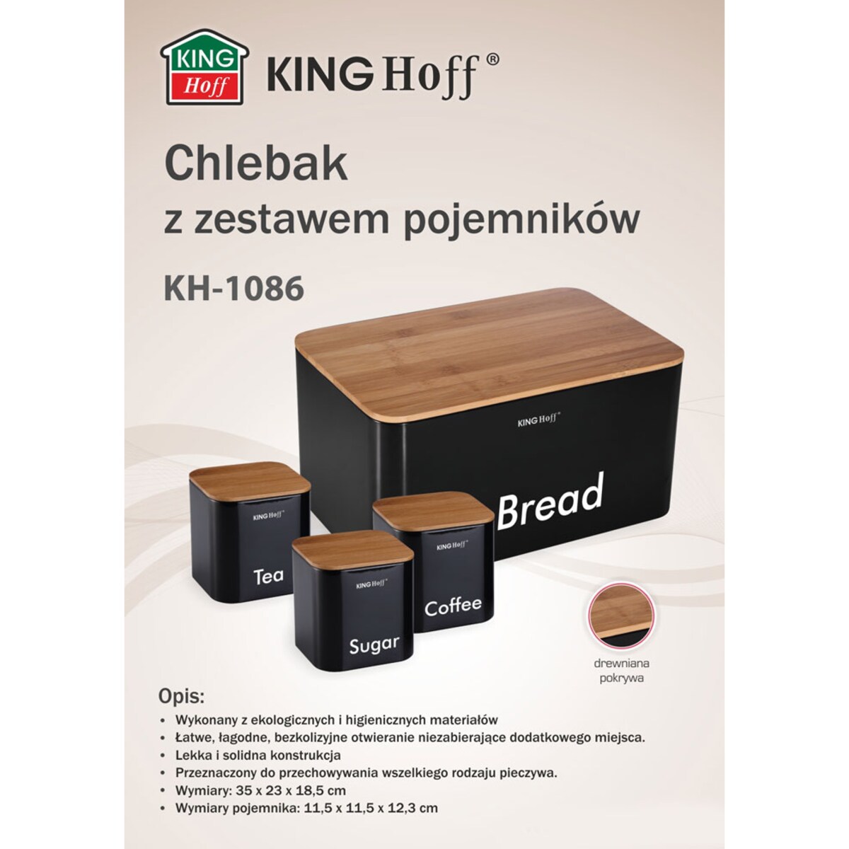 Chlebak w zestawie z 3 pojemnikami KINGHOFF