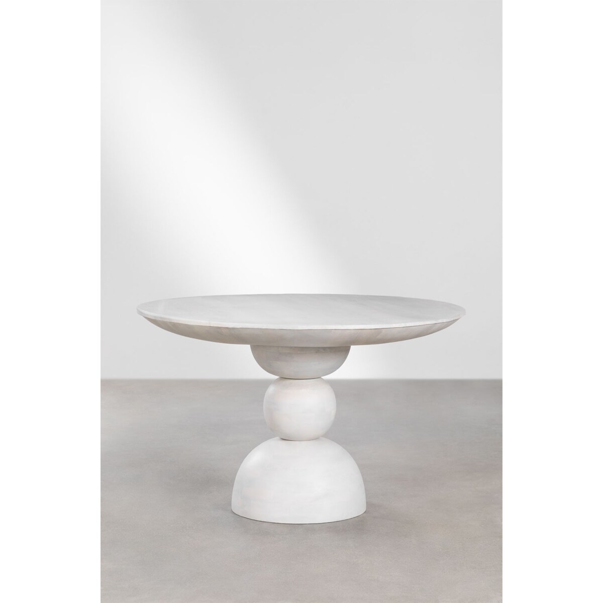 Stół okrągły z drewna mango bielony Bolla Ø120 cm