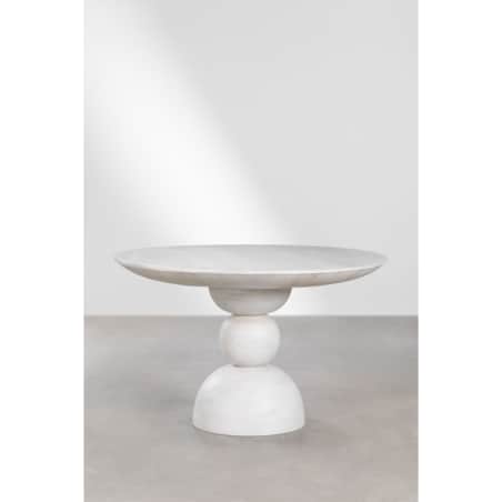 Stół okrągły z drewna mango bielony Bolla Ø120 cm