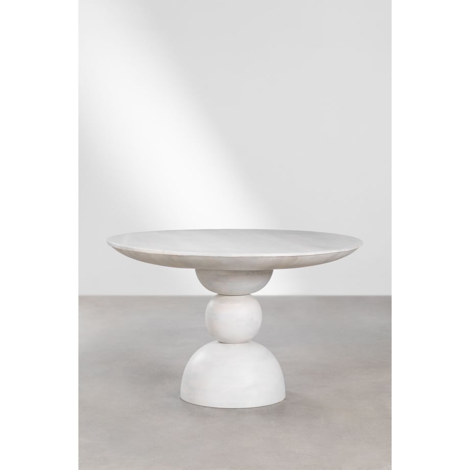 Stół okrągły z drewna mango bielony Bolla Ø120 cm