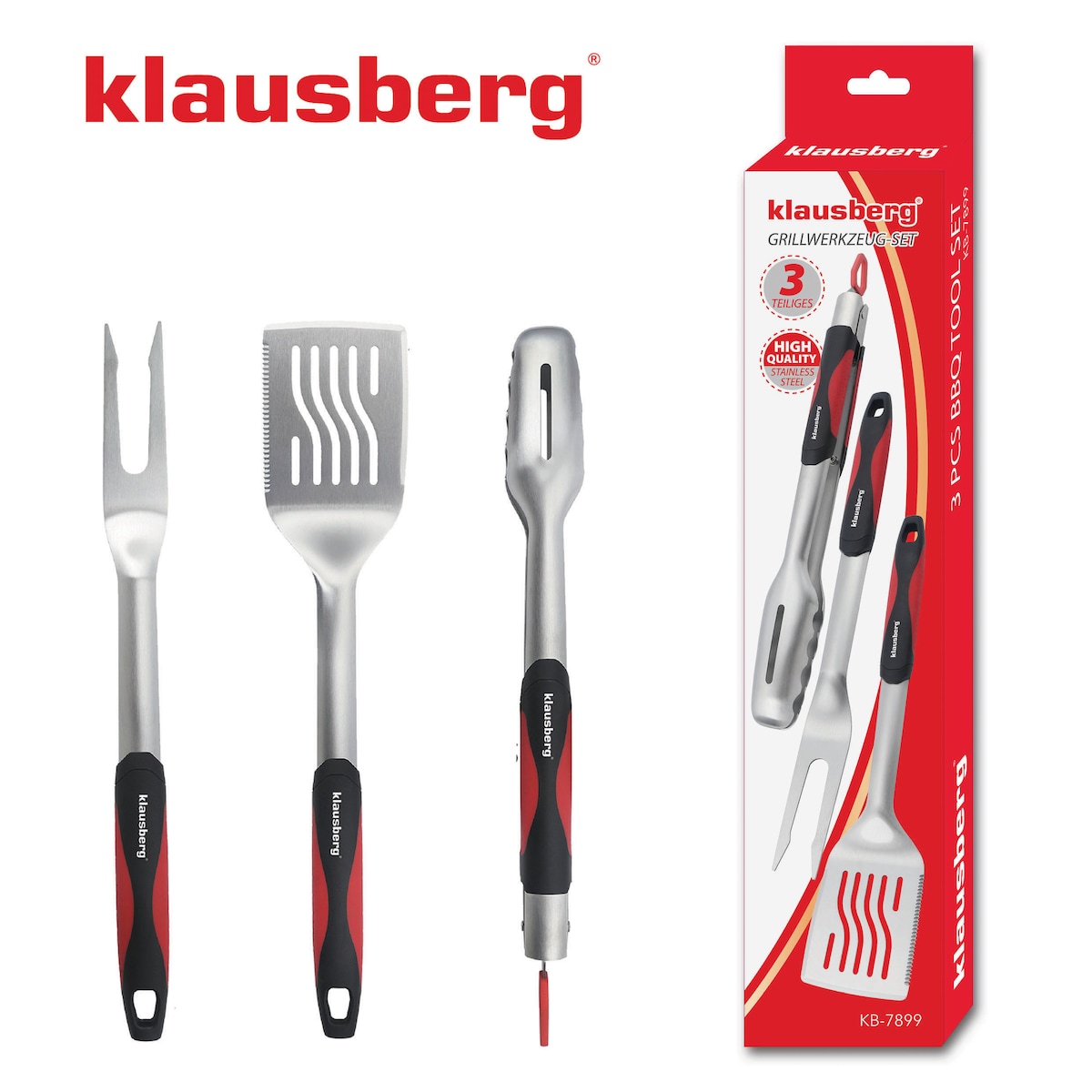 Zestaw przyborów do grilla 3 elementy narzędzia do grillowania KLAUSBERG