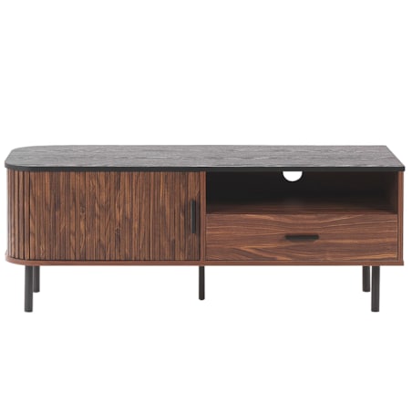 Szafka RTV ciemne drewno z czarnym JOSE