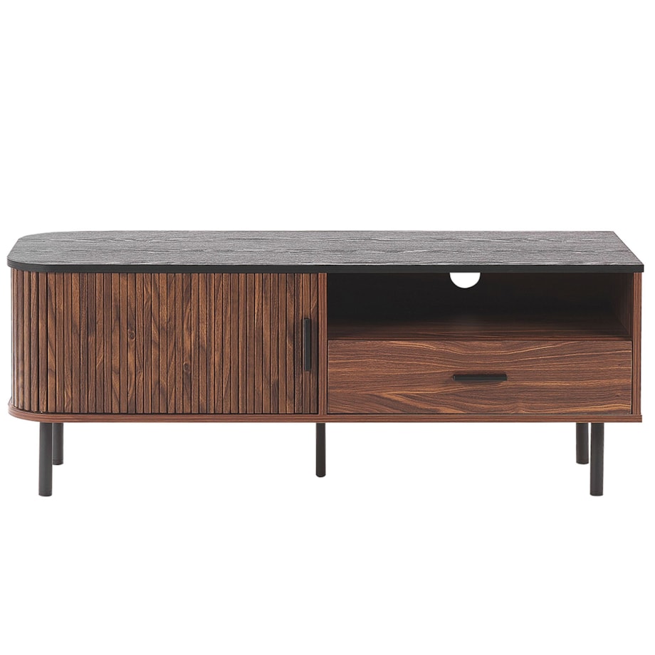 Szafka RTV ciemne drewno z czarnym JOSE