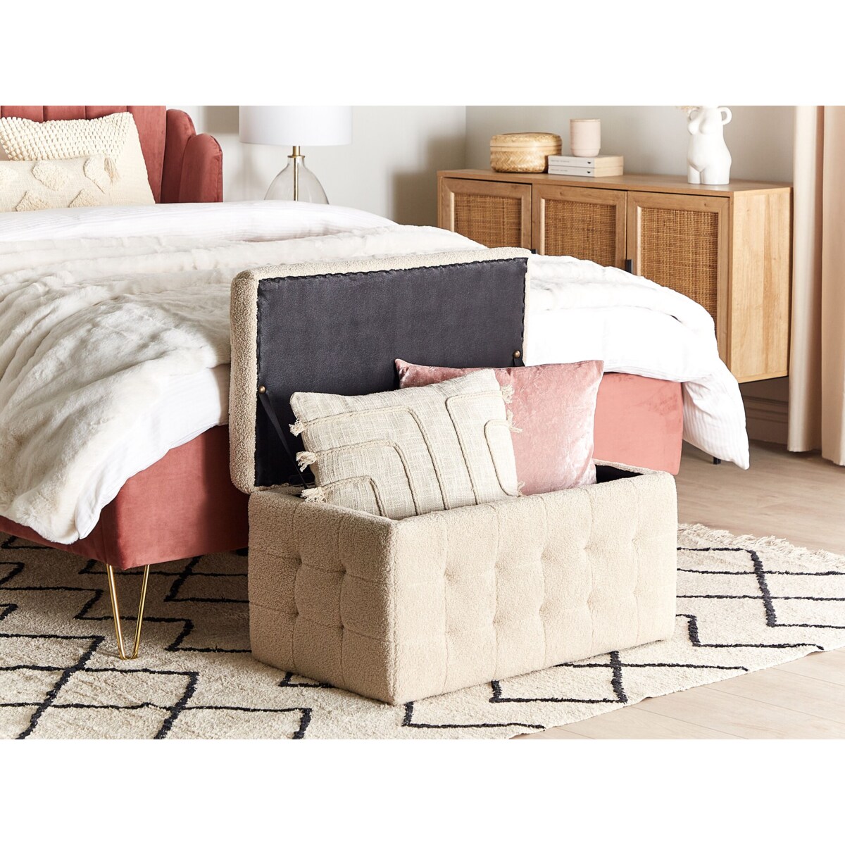 Puf ze schowkiem boucle beżowy MICHIGAN