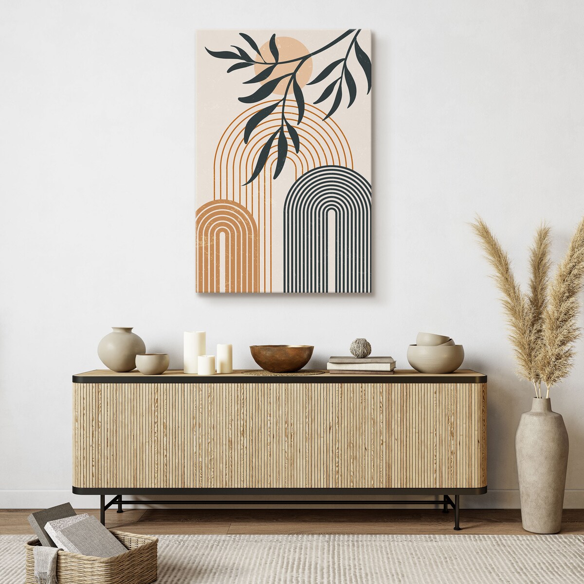 Obraz Gałązka Słońce Szlaczek Boho 80x120cm