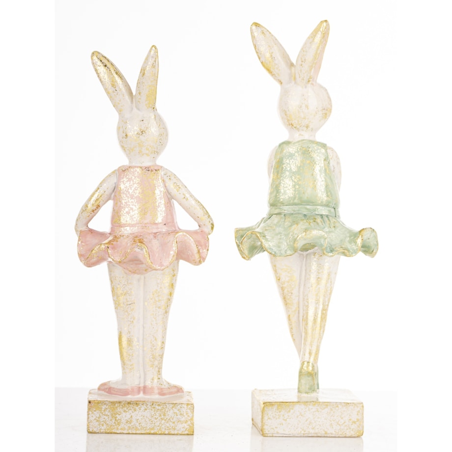 Dekoracja - tańczące króliczki 17,5x6,5x6 cm i 19x7x6,5 cm TANCERKI