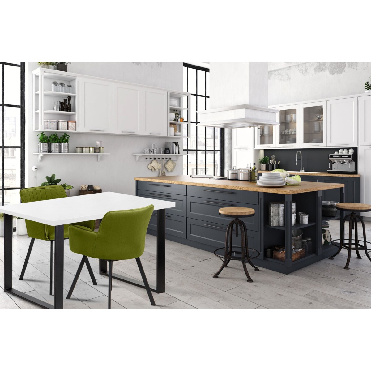 KONSIMO CETO Stół w industrialnym stylu matowy biały