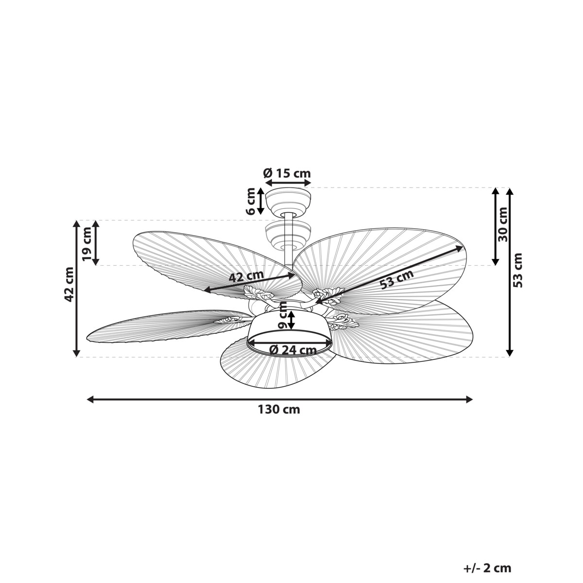 Wentylator sufitowy z lampą BORMEJO Z pilotem Złoty