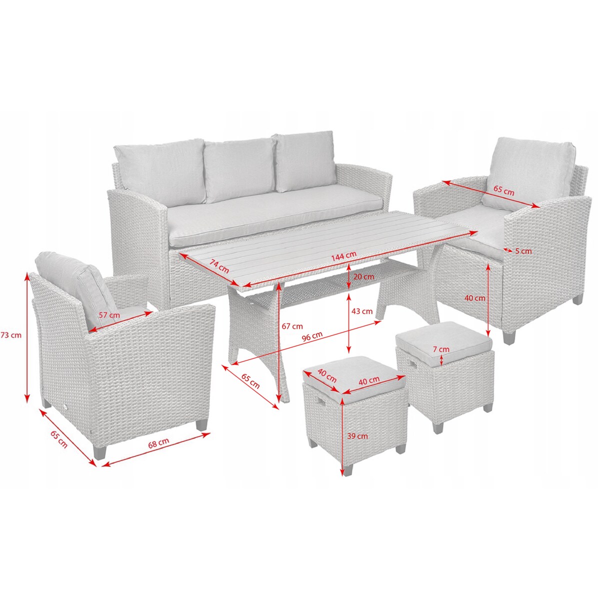 Zestaw Mebli Ogrodowych Technorattan Stół Sofa Fotel Komplet Wypoczynkowy Milano