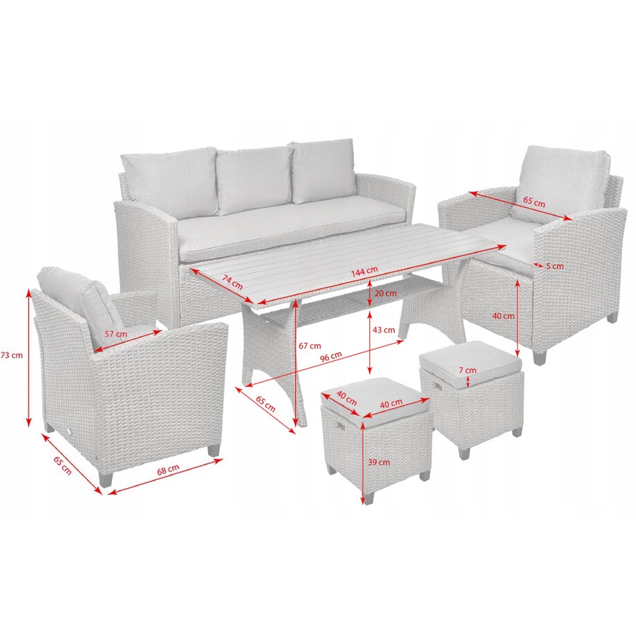 Zestaw Mebli Ogrodowych Technorattan Stół Sofa Fotel Komplet Wypoczynkowy Milano