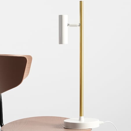 Stołowa lampa biurkowa TREVO 1097B40 Aldex regulowana lampka stojąca biała mosiądz