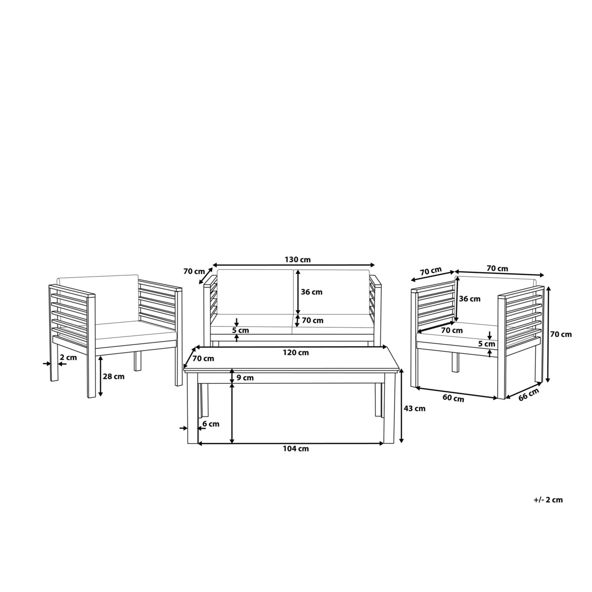 Zestaw ogrodowy drewniany 4-osobowy biały PACIFIC