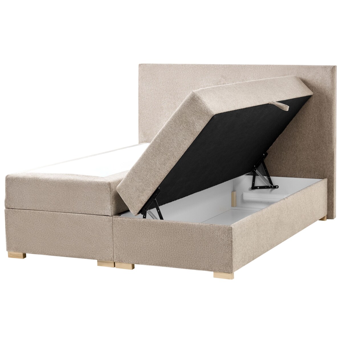 Łóżko kontynentalne z pojemnikiem MAJOR 140 x 200 cm Beżowoszary