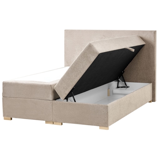 Łóżko kontynentalne z pojemnikiem MAJOR 140 x 200 cm Beżowoszary