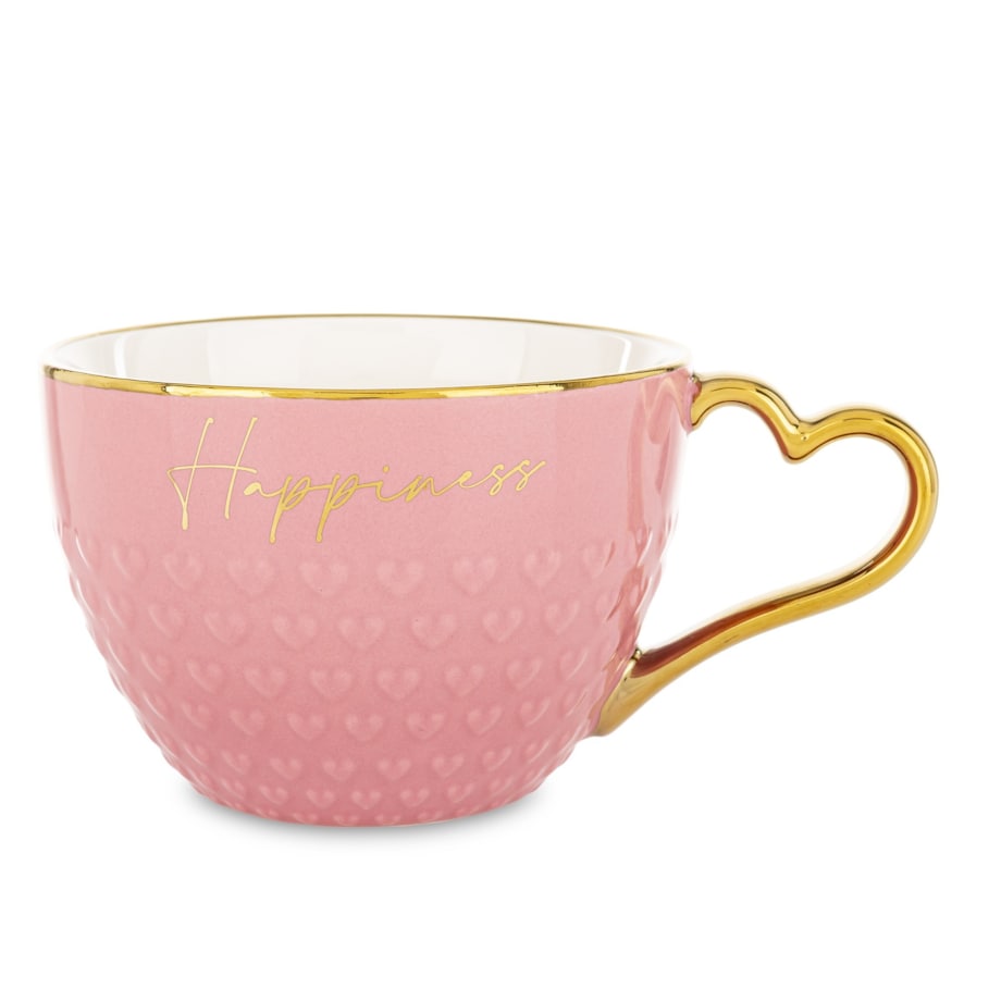 Filiżanka porcelanowa 500 ml różowo-złota 8,5x16x12 cm HAPPINESS