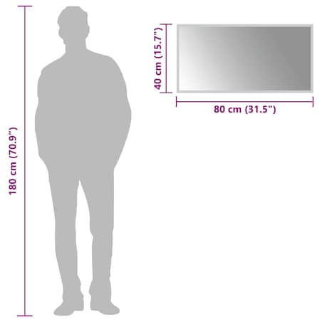 vidaXL Lustro łazienkowe z LED, 80x40 cm