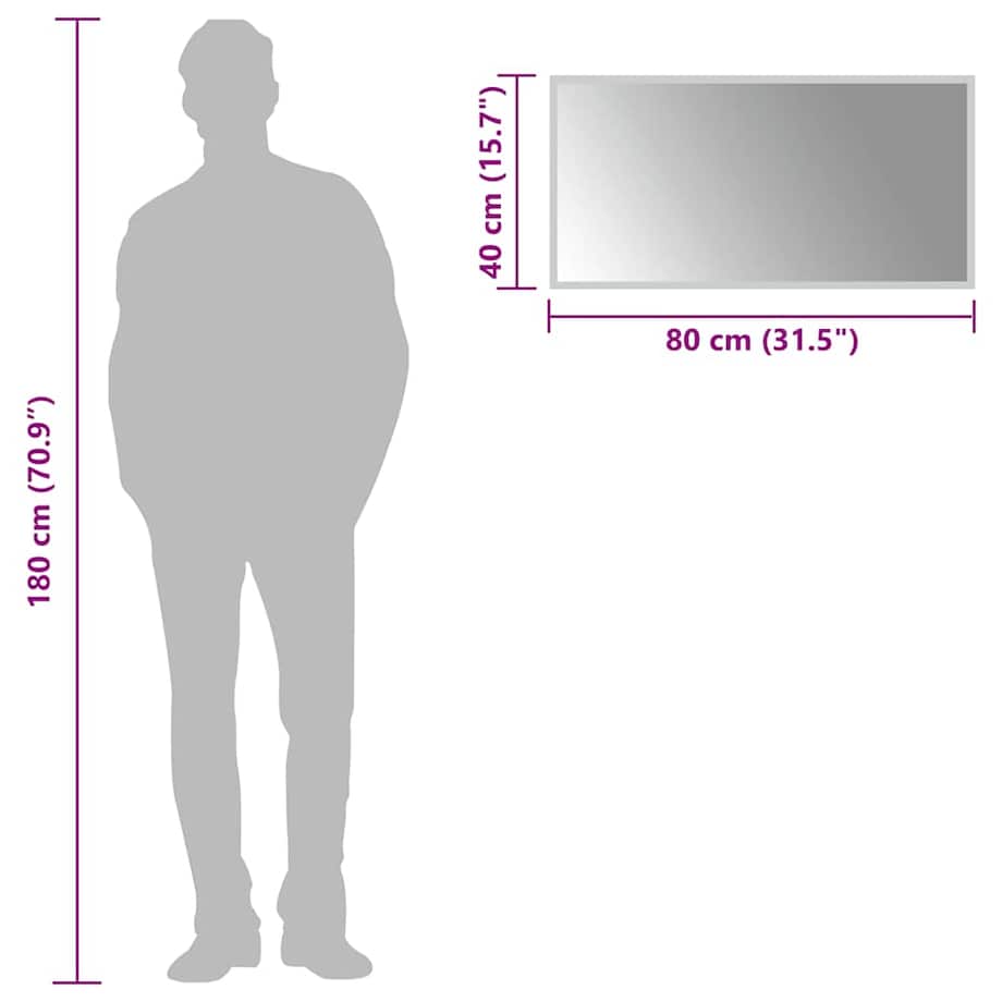 vidaXL Lustro łazienkowe z LED, 80x40 cm