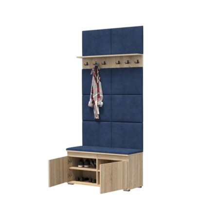 Szafka na buty z siedziskiem i wieszakiem SINGAPUR 100 dąb sonoma/granatowa
