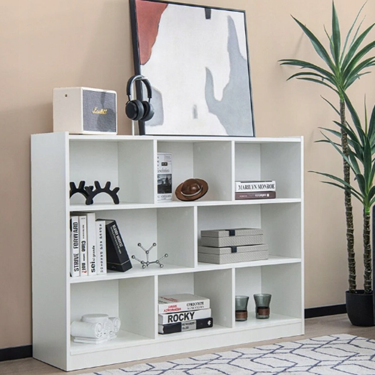 Regał otwarty stojący nowoczesny biały półka szafka komoda 8 półek 100 cm