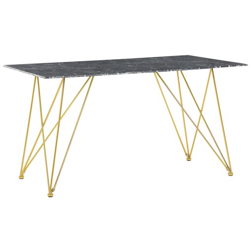 Stół do jadalni 140 x 80 cm efekt marmuru czarno-złoty KENTON