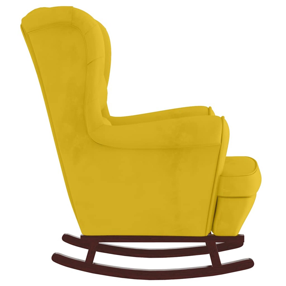 vidaXL Fotel bujany z uszak, żółty aksamit i lite drewno