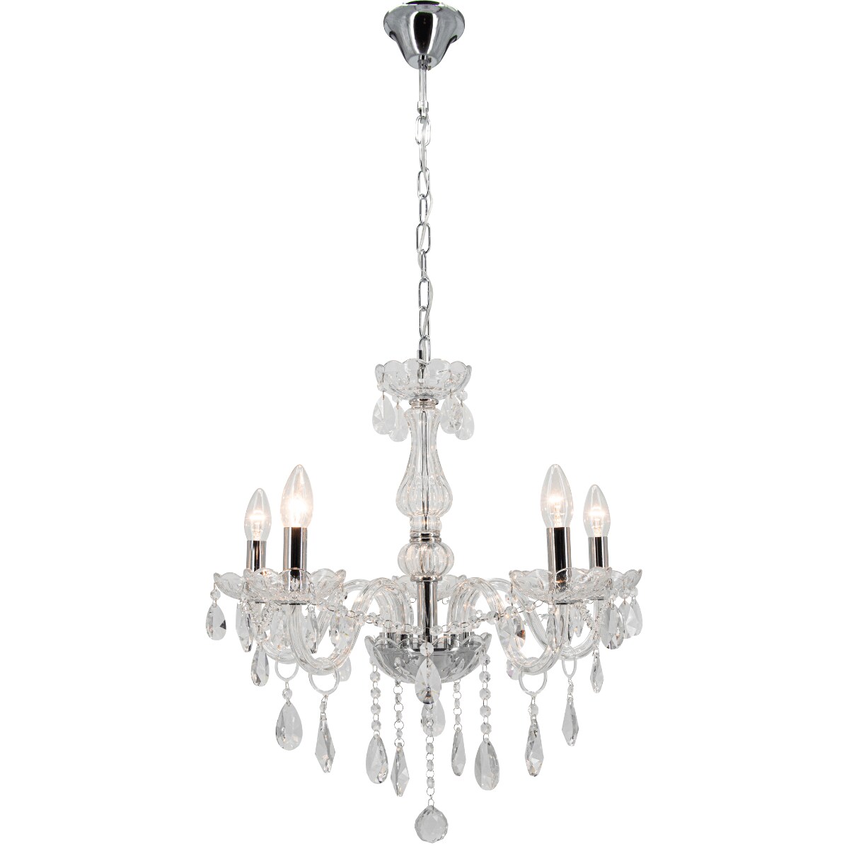 Kryształowy żyrandol Granada 1880/5 8C Elem glamour świecznik chrom